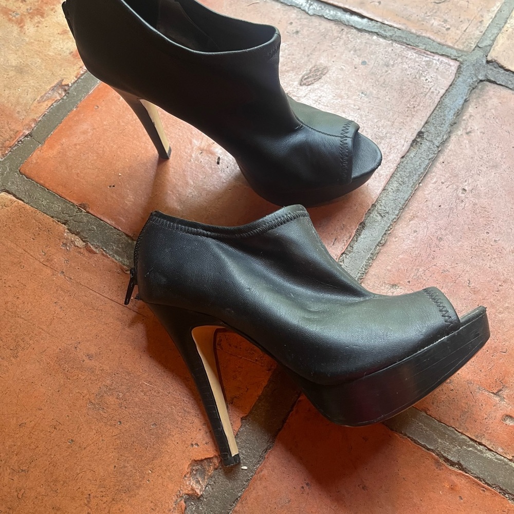 Nine West Black Peep-Toe Ankle Booties